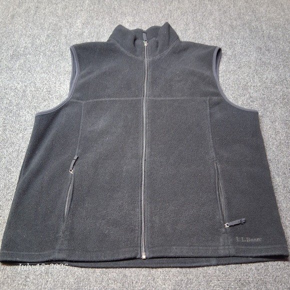 LL Bean Mens Sweater Vest Jacket Size XL Black Full Zip Regular Fit - Picture 1 of 8